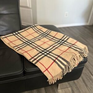 Burberry Check Plaid Fringe Throw Blanket